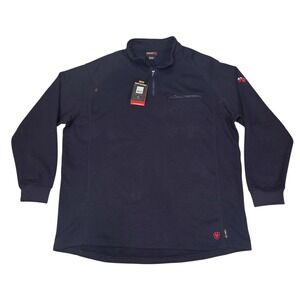 New Ariat Work FR Rev 1/4 Zip‎ Top Mens 3XL-Tall Navy Blue Flame Resistant NWT